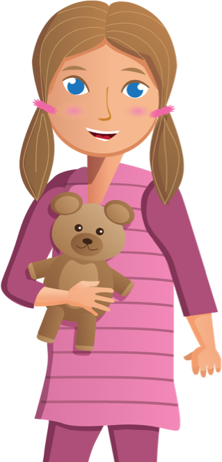 Girl holding a teddy bear