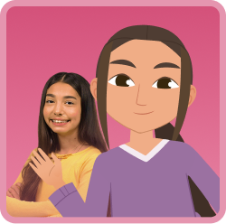 Itzel and her animated avatar