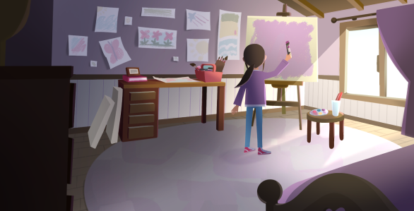 Child coloring with a marker illustration