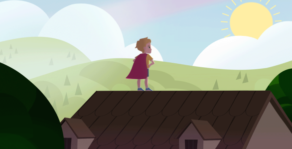 Child wearing a cape illustration